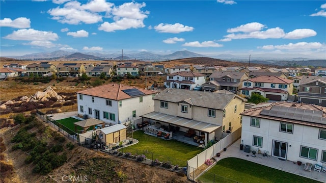 drone / aerial view with a mountain view