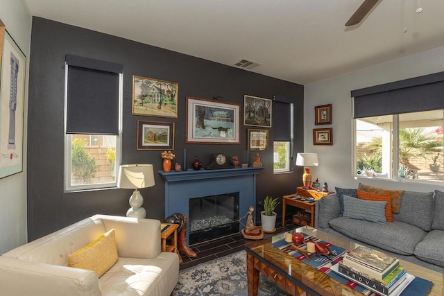 view of tiled living room