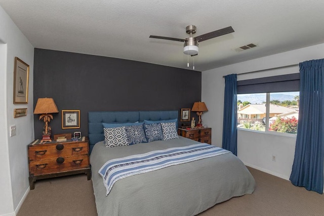 bedroom with carpet floors and ceiling fan