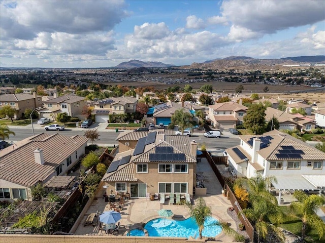 aerial view with a mountain view