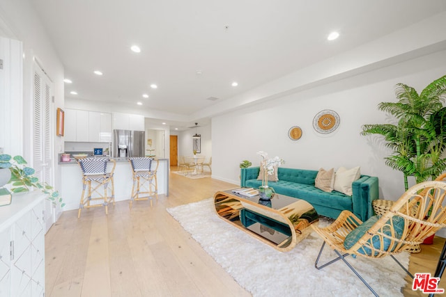 living room with light wood-type flooring