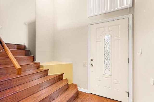 foyer with light wood-type flooring