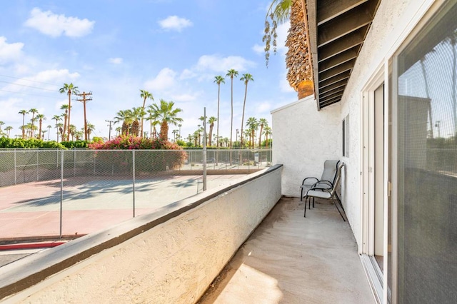 balcony with tennis court