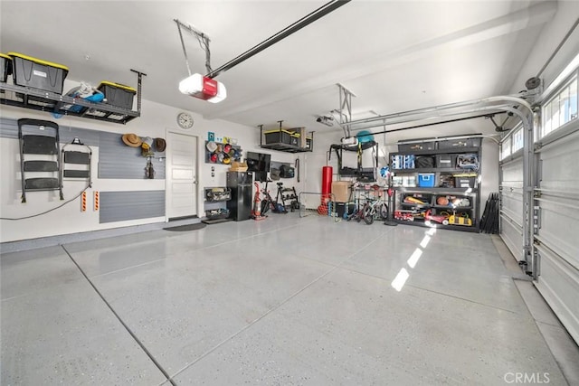 garage with a garage door opener