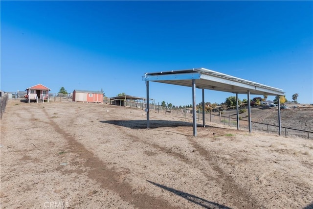 exterior space with a storage unit