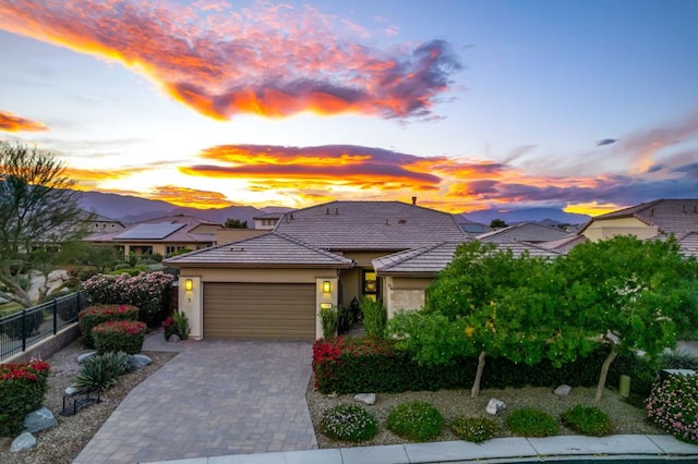 prairie-style home with a garage