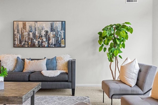 living room with light carpet