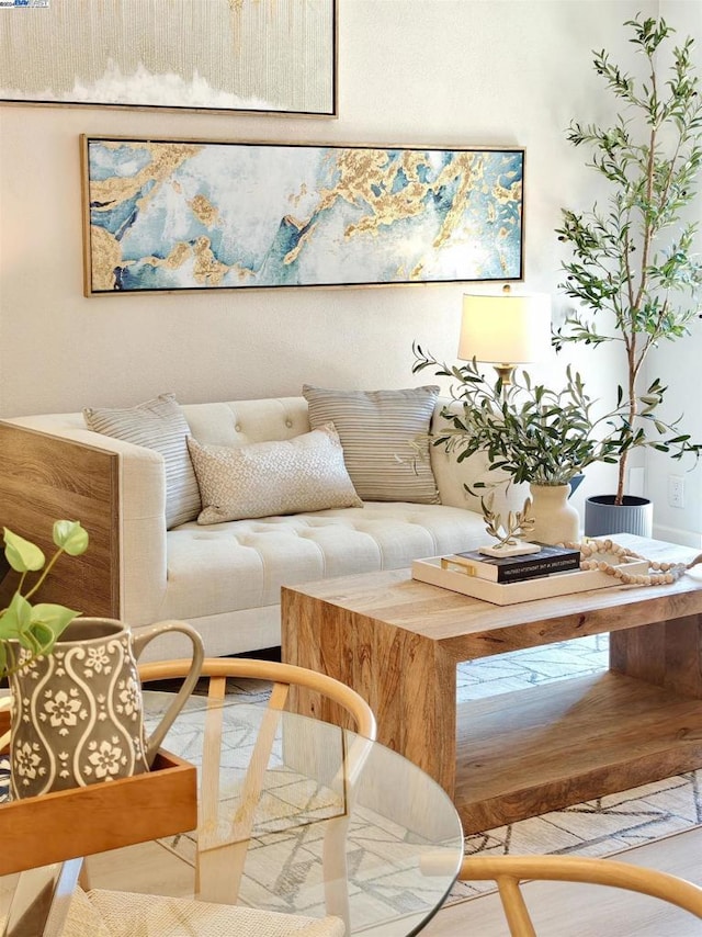 living room with wood-type flooring