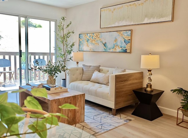 living area featuring hardwood / wood-style floors