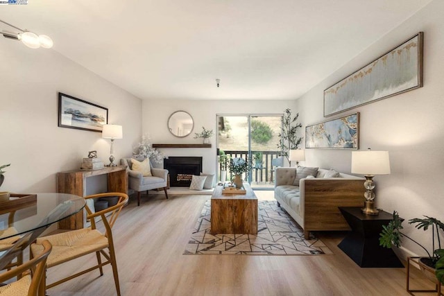 living room with light hardwood / wood-style floors