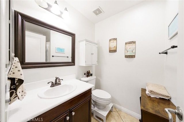 bathroom featuring tile patterned flooring, vanity, and toilet