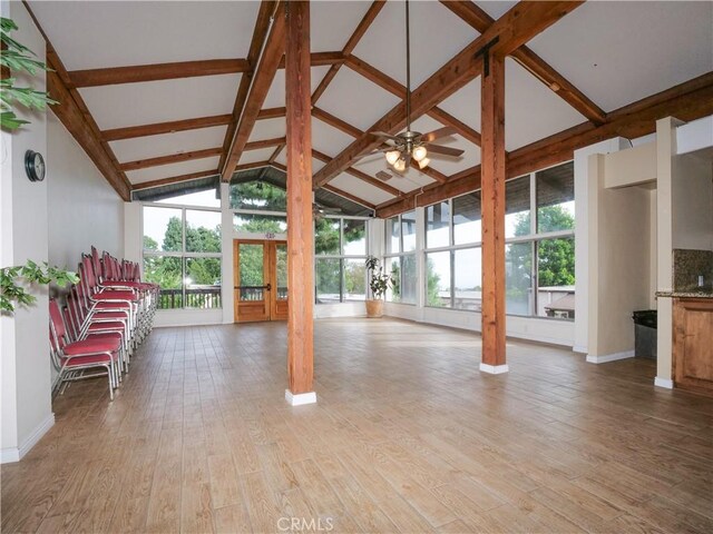 308 S Miraleste Dr Unit 57, San Pedro, CA 90732 - interior space featuring ceiling fan, a healthy amount of sunlight, and light wood-type flooring