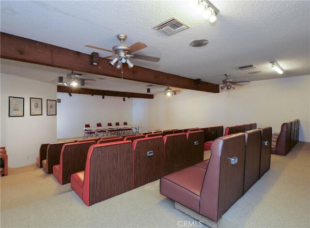 308 S Miraleste Dr Unit 57, San Pedro, CA 90732 - carpeted home theater featuring beamed ceiling and a textured ceiling