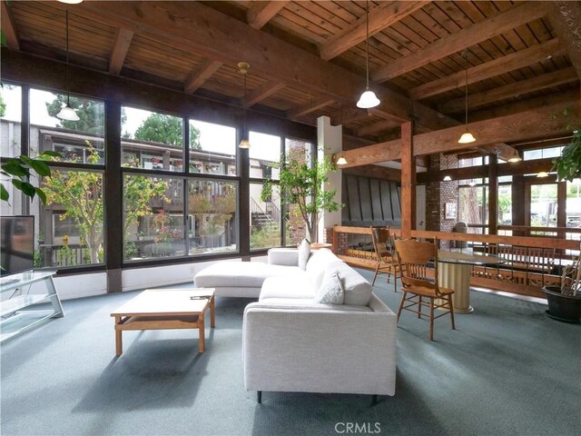 308 S Miraleste Dr Unit 57, San Pedro, CA 90732 - interior space featuring beamed ceiling and wood ceiling
