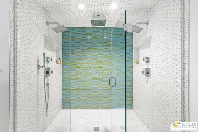 interior space with an enclosed shower