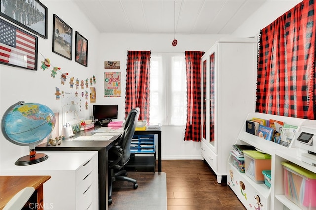 office area featuring dark hardwood / wood-style flooring