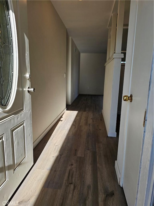 hall featuring dark hardwood / wood-style floors