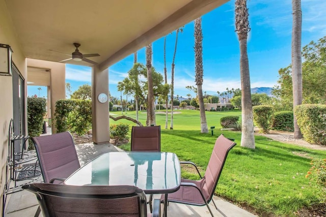 view of patio with ceiling fan