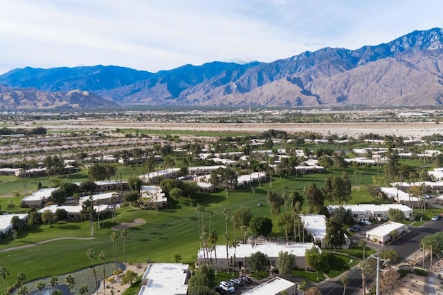 drone / aerial view featuring a mountain view