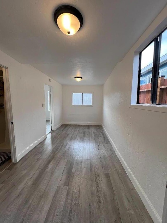 spare room with wood-type flooring and a healthy amount of sunlight