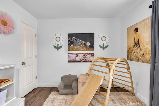 sitting room with hardwood / wood-style flooring