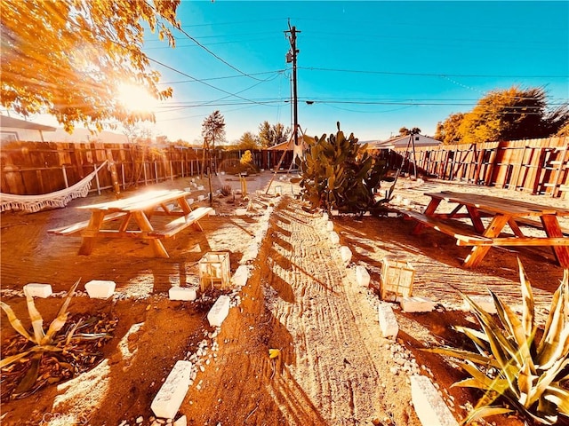 view of yard with a fenced backyard