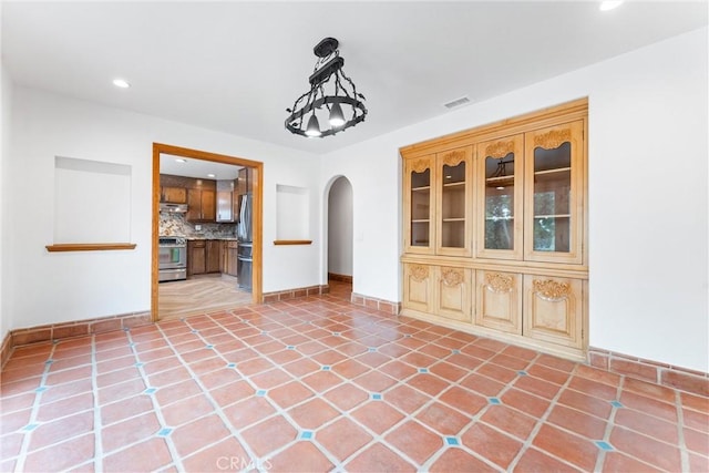 interior space featuring light tile patterned flooring