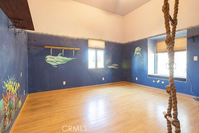 empty room featuring a wealth of natural light, wood finished floors, and baseboards
