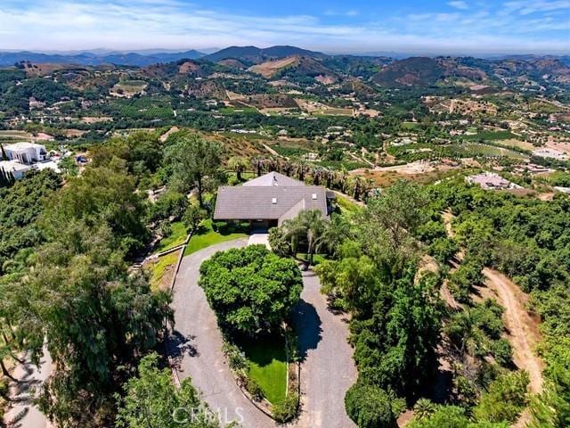 bird's eye view with a mountain view