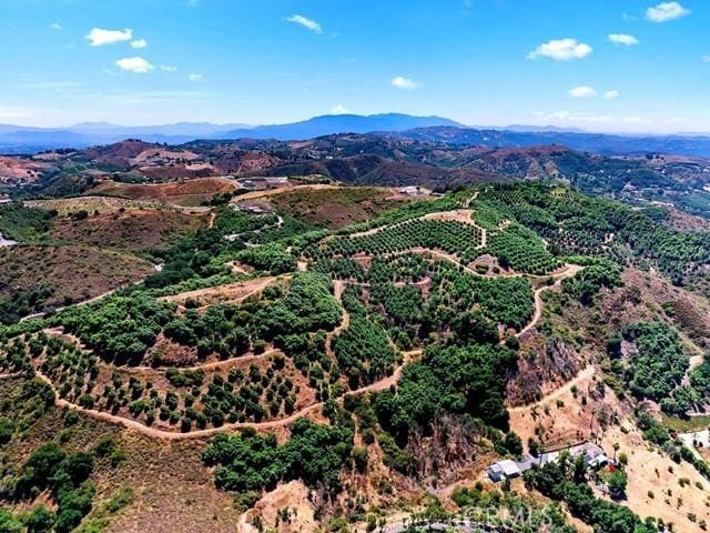 birds eye view of property with a mountain view