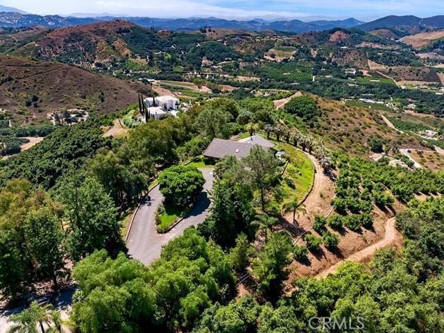 birds eye view of property featuring a mountain view