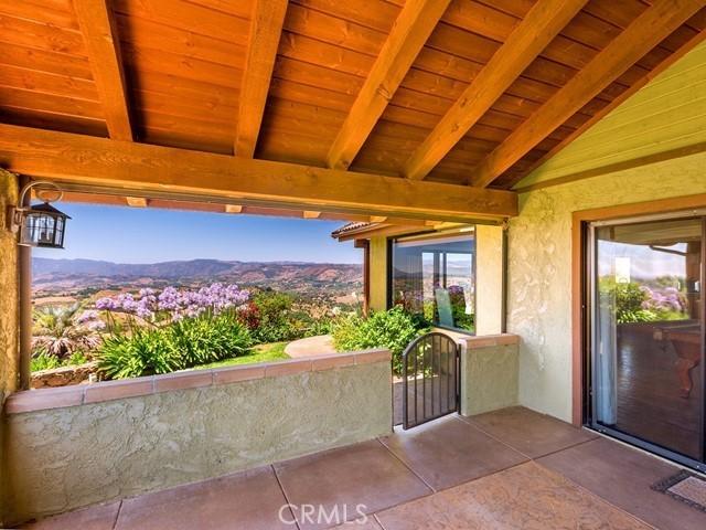 view of patio / terrace featuring a mountain view