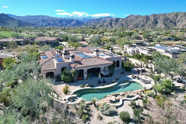 aerial view with a mountain view