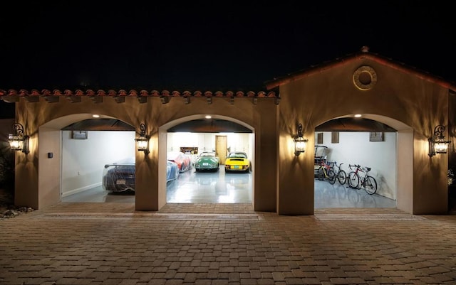 view of patio at twilight