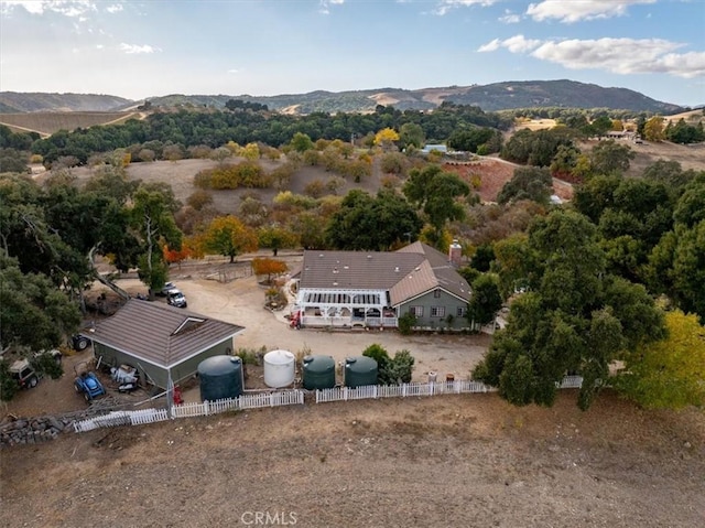 drone / aerial view with a mountain view