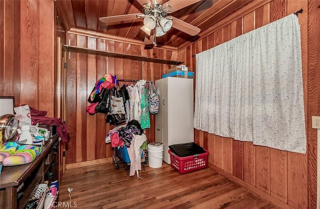 storage featuring ceiling fan