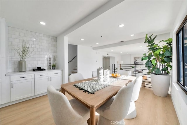 dining room with light hardwood / wood-style floors