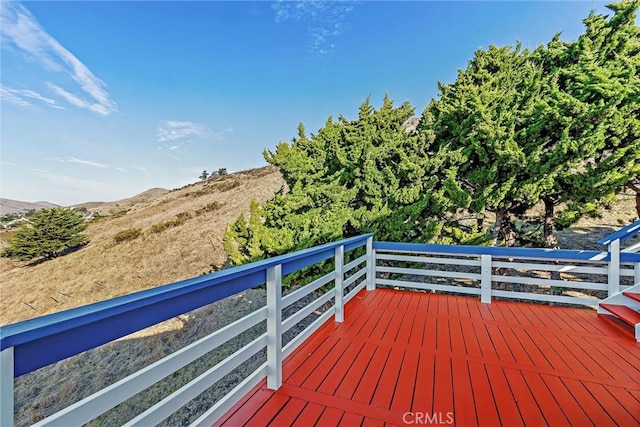 deck featuring a mountain view