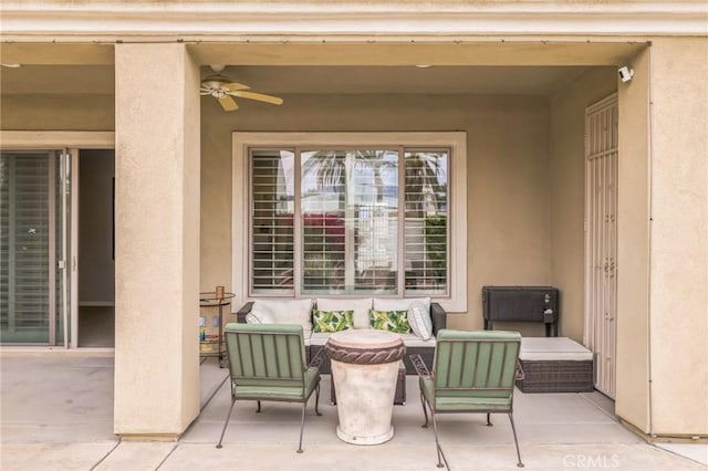 view of patio / terrace featuring an outdoor hangout area and ceiling fan