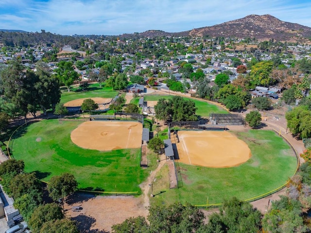 drone / aerial view with a mountain view