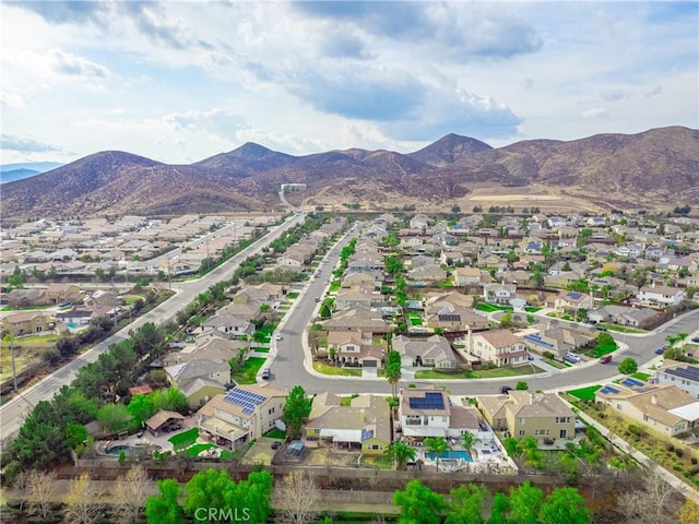 aerial view with a residential view and a mountain view