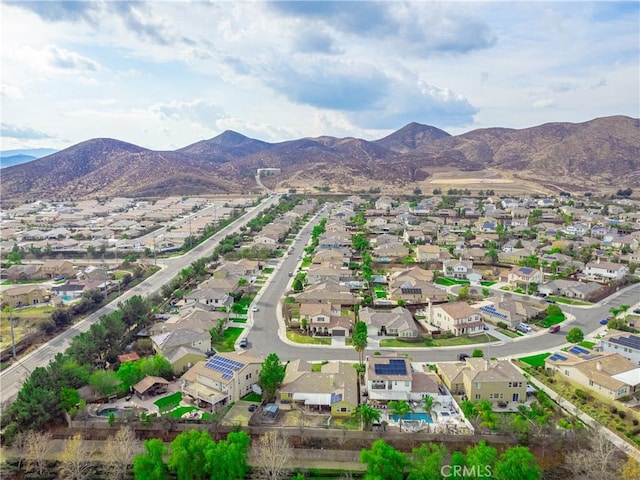bird's eye view with a mountain view and a residential view