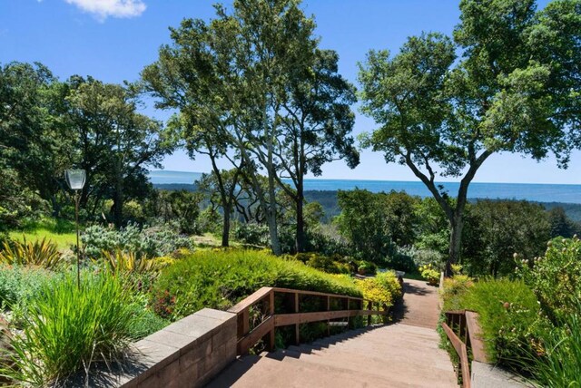 view of property's community with a water view