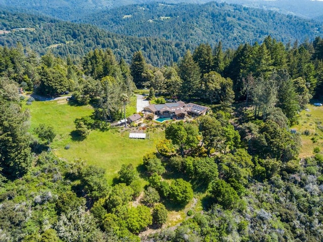 bird's eye view with a mountain view