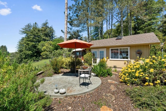 view of patio featuring french doors