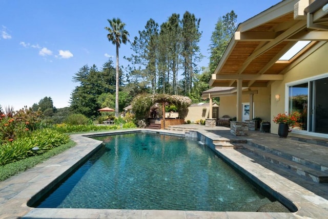 view of swimming pool featuring a patio