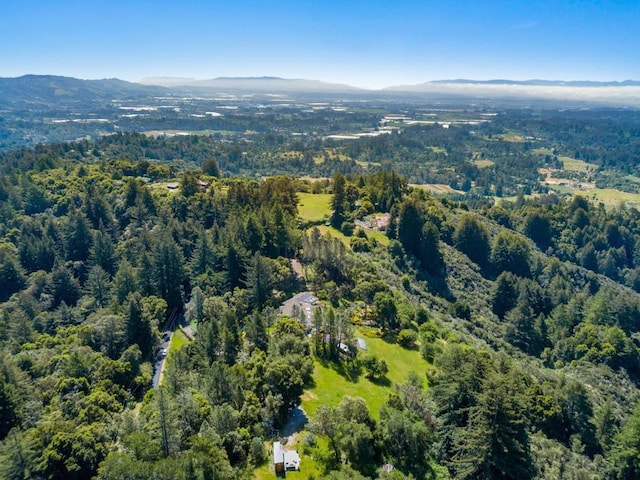 aerial view with a mountain view