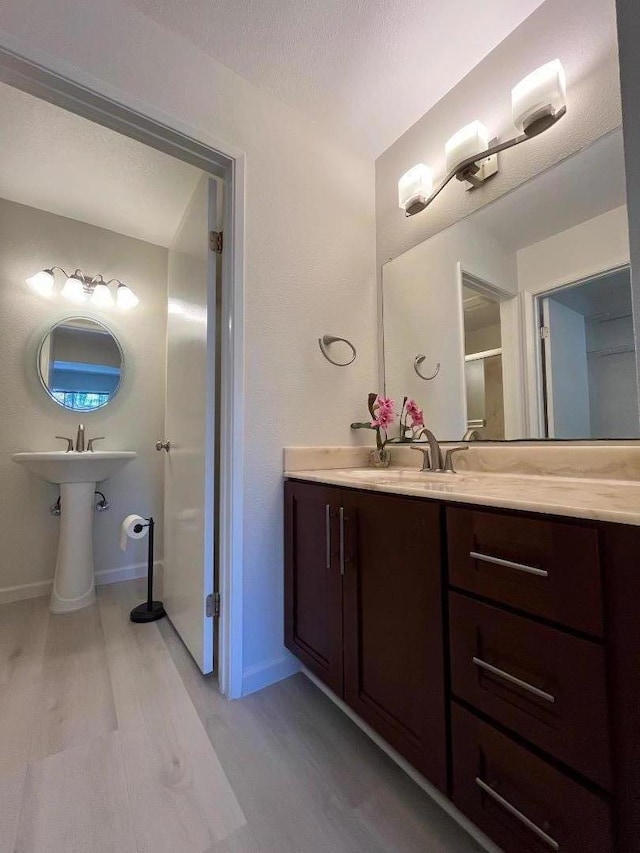 bathroom featuring hardwood / wood-style flooring and sink