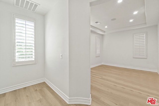 spare room with light hardwood / wood-style flooring and a wealth of natural light