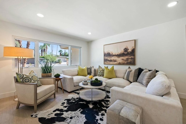 living room with light wood-type flooring